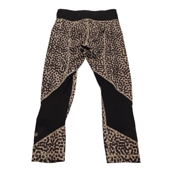 Lululemon Pace Rival Crop *Full-On Luxtreme Ace Spot Grain Leggings Sz‎ 4 Black - Picture 4 of 7